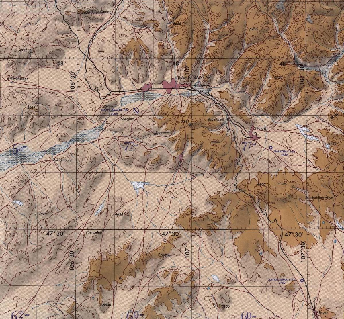 bản đồ của Mông cổ địa hình