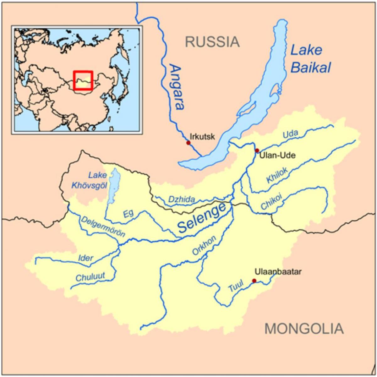 bản đồ của Mông cổ sông