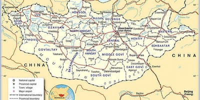 Mông cổ bản đồ du lịch