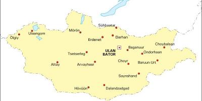 Mông cổ bản đồ với thành phố